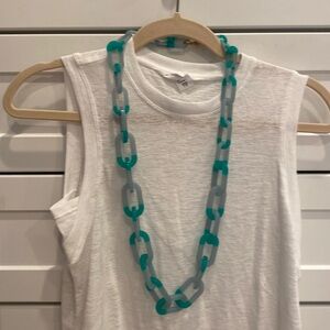 J crew long necklace green link